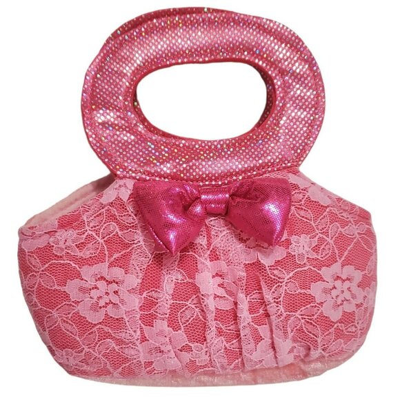 Aurora Girls Fancy Pet Purse Plush Pink Lace Kids Dress Up Handbag Toy - Picture 1 of 7